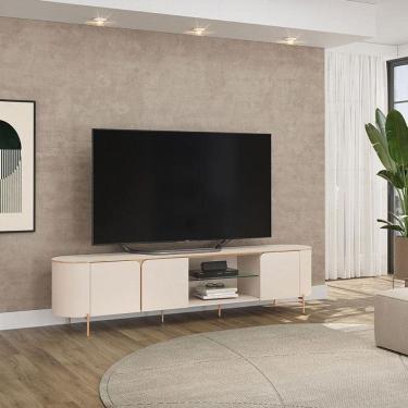 Imagem de Rack Bancada Para Sala Ambiente Ariana Off White – Dj Móveis