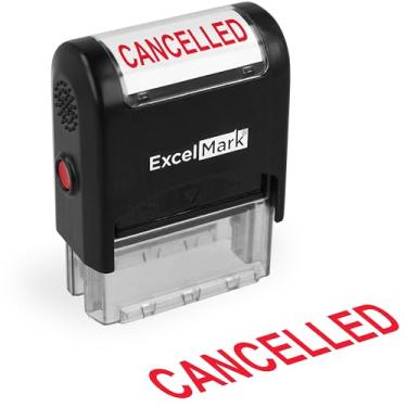 Imagem de Carimbo de borracha autotinta cancelado - tinta vermelha