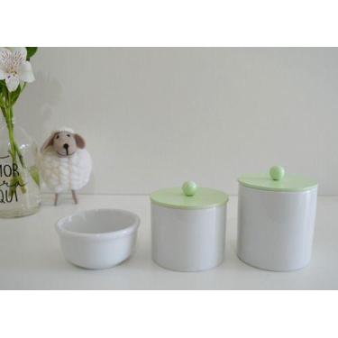 Imagem de Kit Higiene Branco Bebê Porcelana Unissex Colorido Banho K163 - Cirand