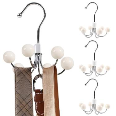 Imagem de Pacote com 4 cabides com capuz para organizador – ganchos giratórios de armário de 360° para cinto, armazenamento de sutiã que economiza espaço, organizador de acessórios para gravata, chapéu, regata