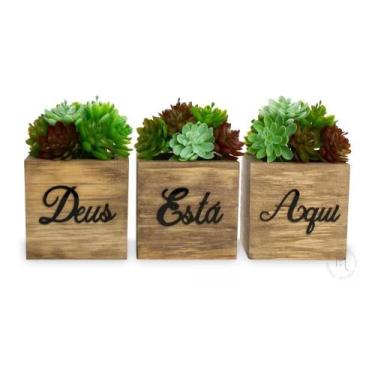 Imagem de Kit Vasinhos Decorativos - Conjunto C/3 Frases Espelhadas Preto - Deus