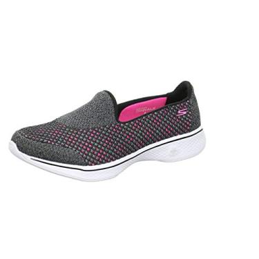 Imagem de Skechers Performance Go Walk 4 Tênis feminino para caminhada, sem cadarço, Black/Hot Pink, 7 Wide