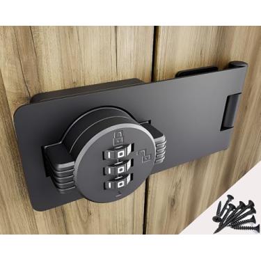 Imagem de Fechadura de combinação sem chave – Fechadura de combinação de 3 dígitos para portas de armário – Trava de trava de ferrolho com código de senha – Trava de porta de armário de liga de zinco para