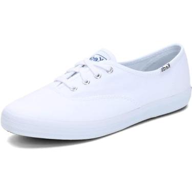 Imagem de Keds Tênis feminino Champion de lona com cadarço, Branco, 5 Wide