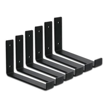 Imagem de 5 Mão francesa industrial invertida cantoneira reforçada preta 20 cm -