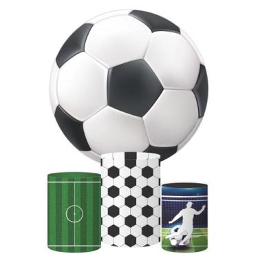 Imagem de Kit Painel Redondo + Trio Capa Cilindro Futebol Gool - Decorando e Gru