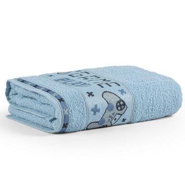 Imagem de Toalha De Banho Avulsa Minimi Infantil 100% Algodão - 1,15m X 75cm - Game - Azul