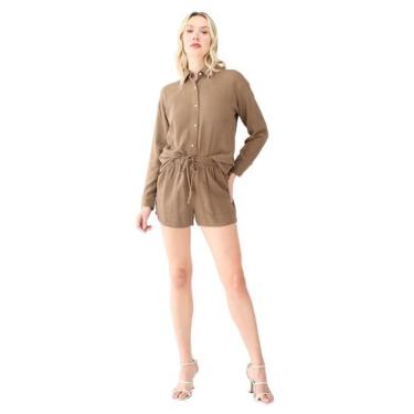 Imagem de Conjunto Feminino De Linho Camisa e Shorts - Levsoch, Nude, G