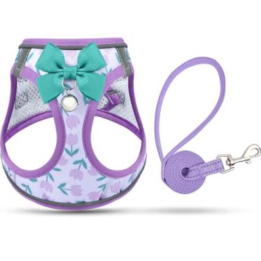 Imagem de SALFSE Peitoral para gatos e coleira à prova de fuga para caminhar, peitoral macio ajustável para gatinhos e cães PP (roxo, peito G (39,9 cm - 45 cm)
