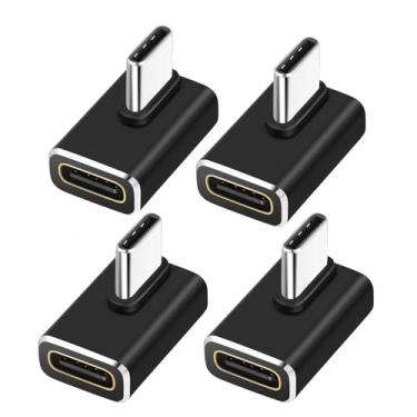 Imagem de Thsucords Adaptador USB C de 90 graus, pacote com 4, USB tipo C 3.2 100W 20Gbps macho para fêmea extensor de ângulo reto, extensor de extensão de vídeo 4K a 60Hz para Steam Deck, Switch, MacBook