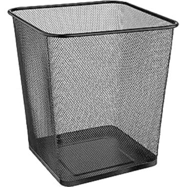 Imagem de Ordene - Lixeira de Metal Quadrada de 16,5 Litros, Cor Preta, Linha Office