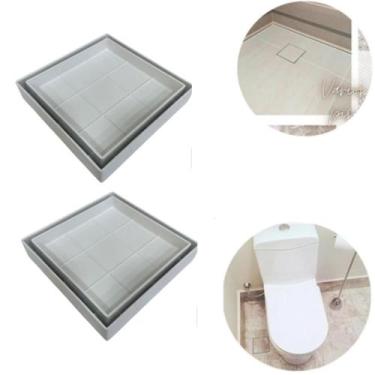 Imagem de Kit 2 Ralo Inteligente 13x13 Oculto Piso/ Porcelanato Cor Branco - 123