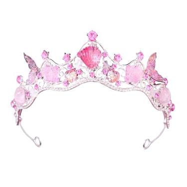 Imagem de CoTeeZa Tiara com coroa de sereia, estrela do mar, fantasia de princesa do oceano com glitter para festa de aniversário, acessórios de cabeça, Metal
