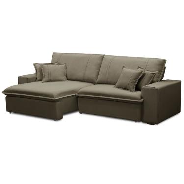 Imagem de Sofá Retrátil Reclinável Para Sala 3 Lugares 230cm Varsov F04 Veludo Amêndoa - Lyam Decor