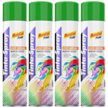 Imagem de Kit 4 Tinta Aerossol Spray Verde Bandeira Uso Geral 400ml/240g Mundial Prime
