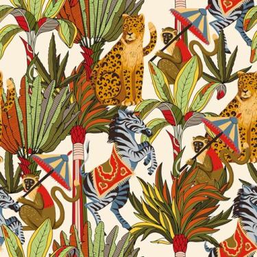 Imagem de ReWallpaper Papel de parede de animais tropicais, papel de parede de safári na selva para quarto de crianças, 45 cm × 3 m