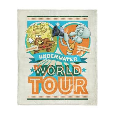 Imagem de Bob Esponja Calça Quadrada Underwater World Tour Seda Cobertor Toque de Seda, Capa de Cama e Sofá de Pelúcia Macia, 127 x 152 cm