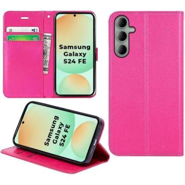 Imagem de Capa Carteira Flip Para Galaxy S24 Fe Capinha Case Couro - Danet, Rosa
