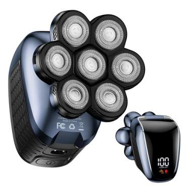 Imagem de Máquina de barbear Wyklaus 7D com aparador de pelos nasais azul