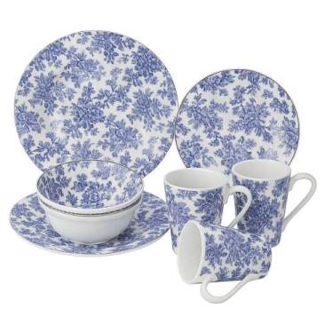 Imagem de Aparelho de Jantar em Melamina Resistente 16 Pçs Azul Quanhe