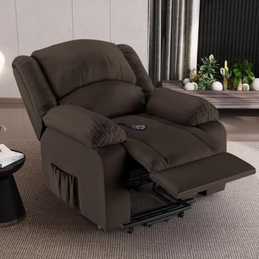 Imagem de Poltrona do Papai Reclinável Sala de Cinema Madrid Elevação Lift Elétrico PU Marrom  G23