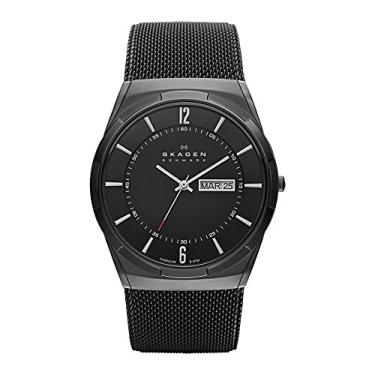 Imagem de Skagen Relógio masculino Melbye com três ponteiros, Malha preta, One Size, Melbye