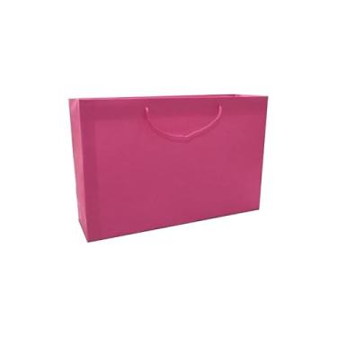 Imagem de Sacola de Papel Colorida 21x32x10cm, Papel Resistente para Lojas, Presentes, Eventos e Embalagens Comerciais 10 unidades(Pink)