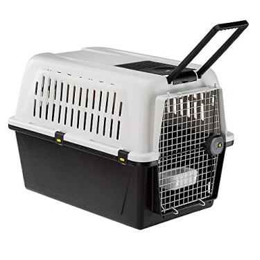 Imagem de Ferplast ATLAS 50 PROFESSIONAL, Transportador para cães médios-grandes, com comedouro e acessórios, sistema de fechamento de segurança, grades para ventilação, Cinza