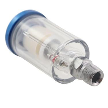 Imagem de CXMTECH Filtro de ar comprimido bomba de lama separador de óleo de água 1/10.2 cm NPT filtro de pistola de pulverização de entrada/saída azul para acessórios de compressor de linha de ar 90 PSI