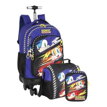 Imagem de Mochila Rodinhas 360º Escolar + Lancheira Térmica + Estojo Box Sonic -