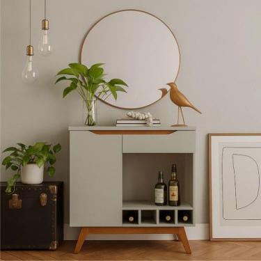 Imagem de Aparador Retro Adega Toquio 1 Porta 1 Gaveta Off White - Olivar Móveis