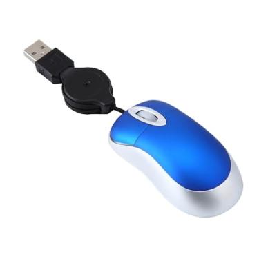 Imagem de Mini mouse com fio, mouse USB óptico portátil de tamanho pequeno com cabo USB retrátil mouse compacto para mãos pequenas para PC, laptop, computador, mesa, casa, escola, crianças, meninas, meninos