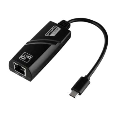 Imagem de Genérico Adaptador de Rede USB-C para RJ45, Preto, Compatível com Smartphones, Taxa de Transferência 480 Mbps, Cabo Auxiliar P2 3.5mm Incluído