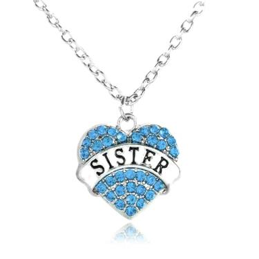 Imagem de Colares de irmã com strass e coração para irmãs, presentes de Natal, aniversário, One Size, Aço inoxidável, Sem Pedra Preciosa