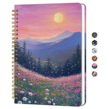 Imagem de Caderno de diário espiral forrado para mulheres, diários pautados pela faculdade A5 para escrever, cadernos de capa dura para trabalho, anotações e material escolar de escritório, 140 páginas