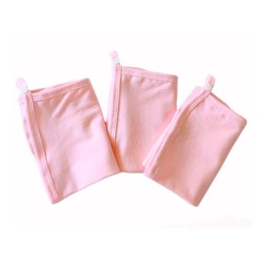 Imagem de Kit 3 Panos de Boca com Prendedor de Chupeta, Malha 100% Algodão, 30x30cm, para Bebê, Macio e Absorvente (3 Panos de Boca (Rosa Bebê))