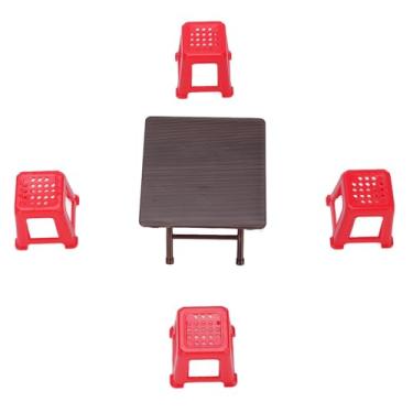 Imagem de TOPINCN Conjunto de Bancos de Mesa para Móveis Em Miniatura para Casa de Bonecas Em Escala 1:12 Artesanato Requintado para Economizar Espaço Material Plástico Resistente para Exibição