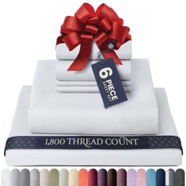 Imagem de BELADOR Jogo de lençol Queen macio e sedoso – Lençóis luxuosos de 6 peças para cama queen size, lençóis de bolso profundo com elástico e respirável, conjunto de lençóis de hotel e fronhas, sem vincos