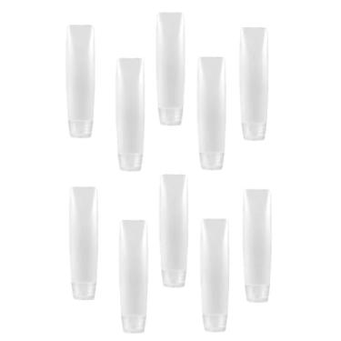 Imagem de 10 frascos de viagem brancos de 28 g recipientes vazios recarregáveis de pasta de dente recipientes pequenos dispensadores de espremer de tamanho mini, recipientes recarregáveis, dispensadores de