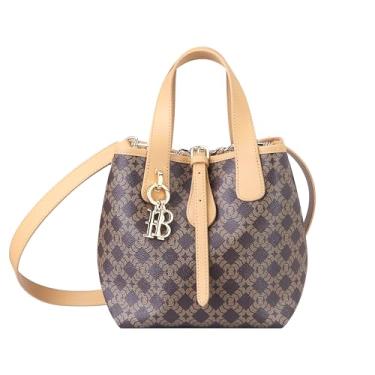 Imagem de Royal Bagger Retro Assinatura Canvas & Leather Bucket Bag, Conversível Tote & Basket Handbag Para Mulheres 5262 (Café)