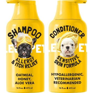 Imagem de Shampoo e condicionador para cães LEGITPET 2x473ml Allergy Relief