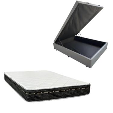 Imagem de Cama Box Baú Blindada com Colchão Eagle Molas Bonnel 22cm (CORINO CINZA, Casal)