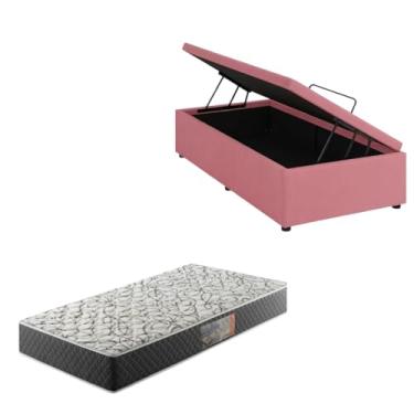 Imagem de Cama Box Baú Blindada com Colchão de Espuma D33 20cm (SUEDE ROSA, Solteiro)