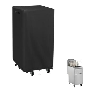 Imagem de Safipotts Capa de fritadeira compatível com Kratos Commercial 22,7 kg. Fritadeira móvel a gás natural, capa de fritadeira de piso impermeável 420D resistente, preta (77,5 cm P x 39,4 cm L x 109,2 cm A