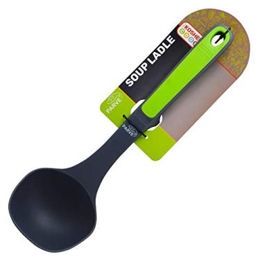 Imagem de Concha de sopa – Silicone antiaderente, alça confortável, colher de servir e cozinhar para alimentos quentes e frios – Acessórios de cozinha e casa codificados por cores da The Kosher Cook, Verde