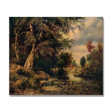 Imagem de NHLDZYH Arte de parede John Constable, (paisagem 11), pôster de pinturas famosas, decoração de parede com impressão de imagem retrô romantismo. Apenas tela 60 x 72 cm - 23,6 x 28,3 pol