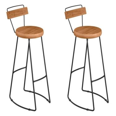 Imagem de Kit 2 Banquetas Alta Astra Com Encosto Base Metálica - Pallazio