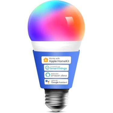 Imagem de meross Lâmpada inteligente, lâmpadas LED WiFi inteligentes compatíveis com Apple HomeKit, Siri, Alexa e Google Home, E26 2700K-6500K, equivalente a 900 lúmens RGBWW 60W, 1 pacote