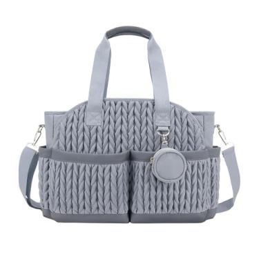 Imagem de KiBcsLic Bolsa de fraldas multifuncional para mamãe, ideal para guardar itens essenciais do bebê e fazer compras. Perfeita para presentear mães e mães, Azul