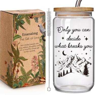 Imagem de Enanaimg Copo de vidro engraçado Acotar 473 ml com tampa e canudo presentes para mulheres e homens, presentes inspiradores para amantes de livros, leitores de livros, nerds, leitores, presente